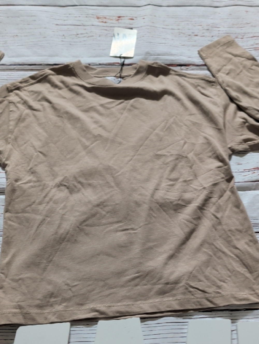 🆕Zara Boy's Long Sleeve Crew Tee - Taupe Beige - Picture 5 of 7